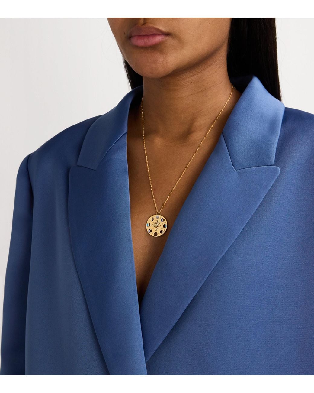 L'Atelier Nawbar Metallic Diamond, Lapis And Moon Phase Necklace