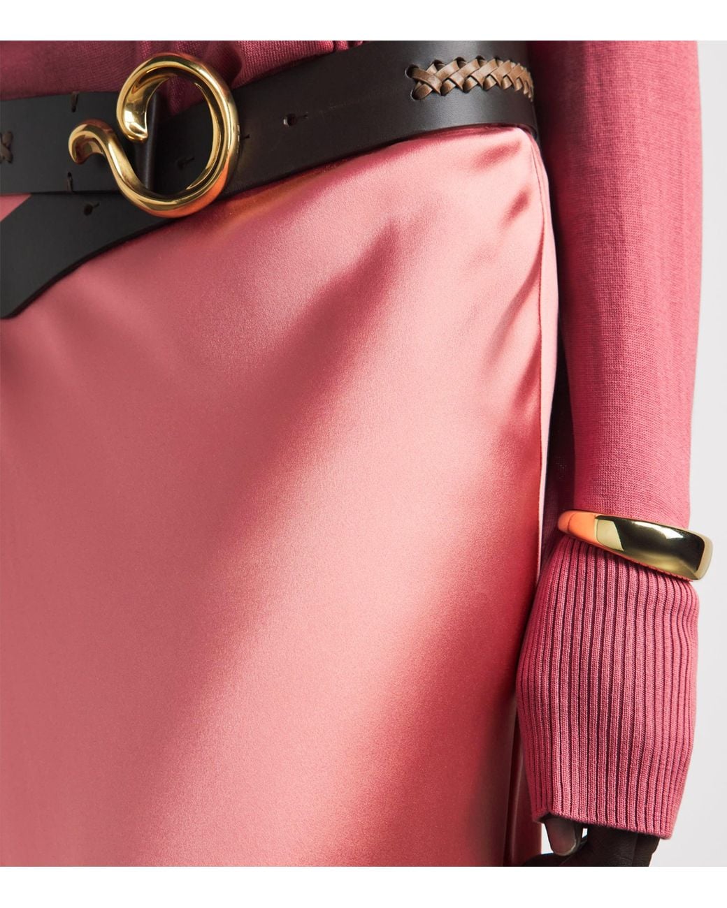 Joseph Pink Silk Satin Isaak Maxi Skirt
