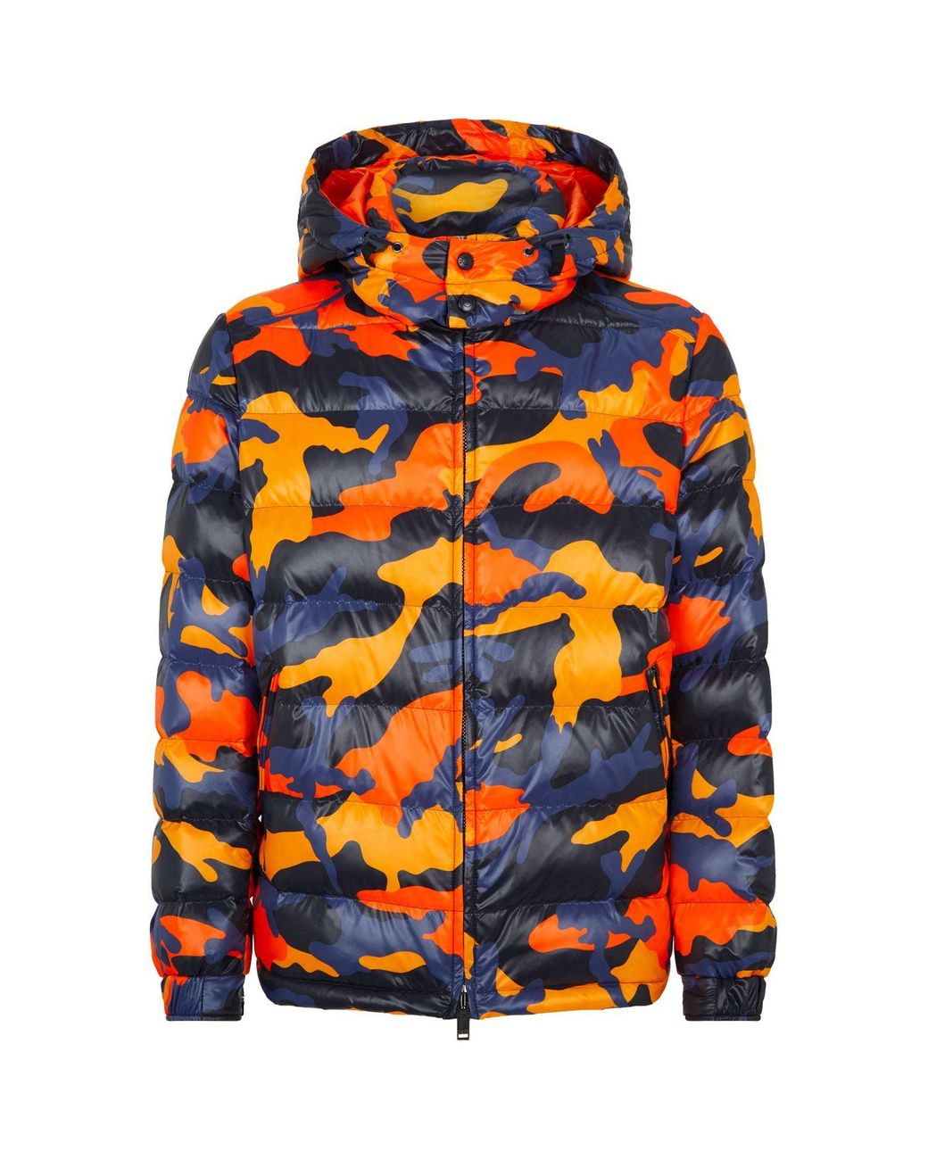 Valentino Camouflage Hooded Puffer Coat in Orange for Men | Lyst