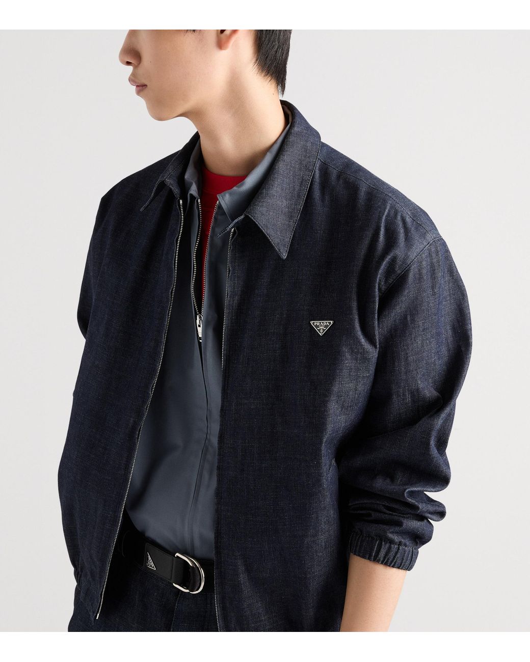 Prada Blue Chambray Denim Blouson Jacket for men