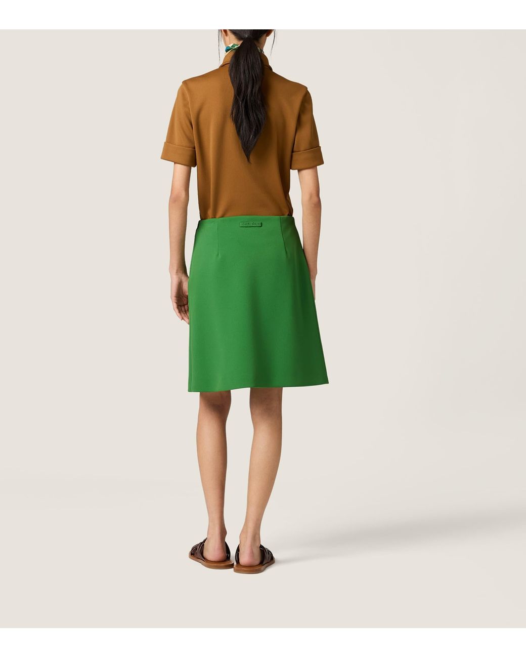 Miu Miu Brown Technical Jersey Polo Shirt