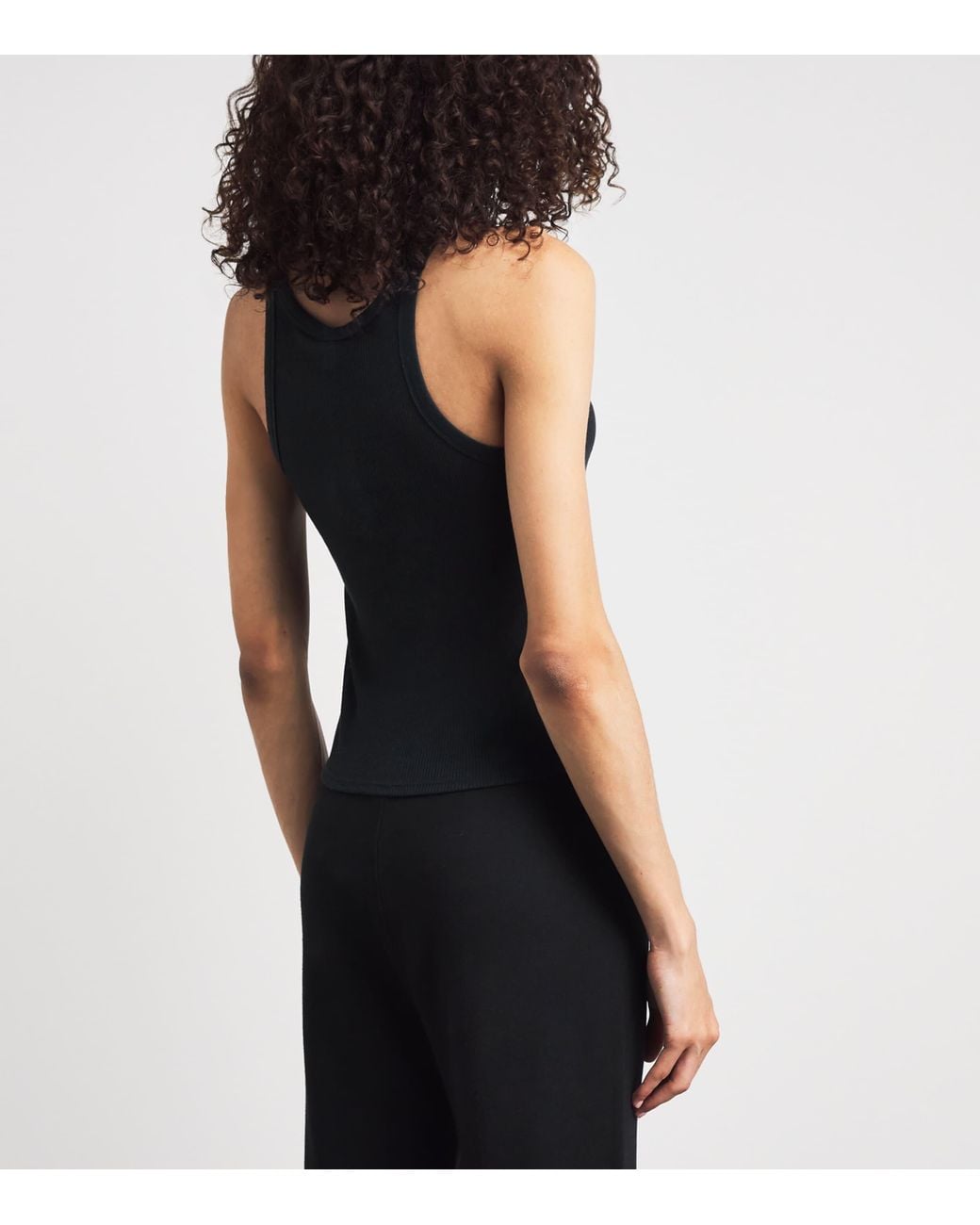 Skims Black Semi-Sheer Ribbed Tank Top