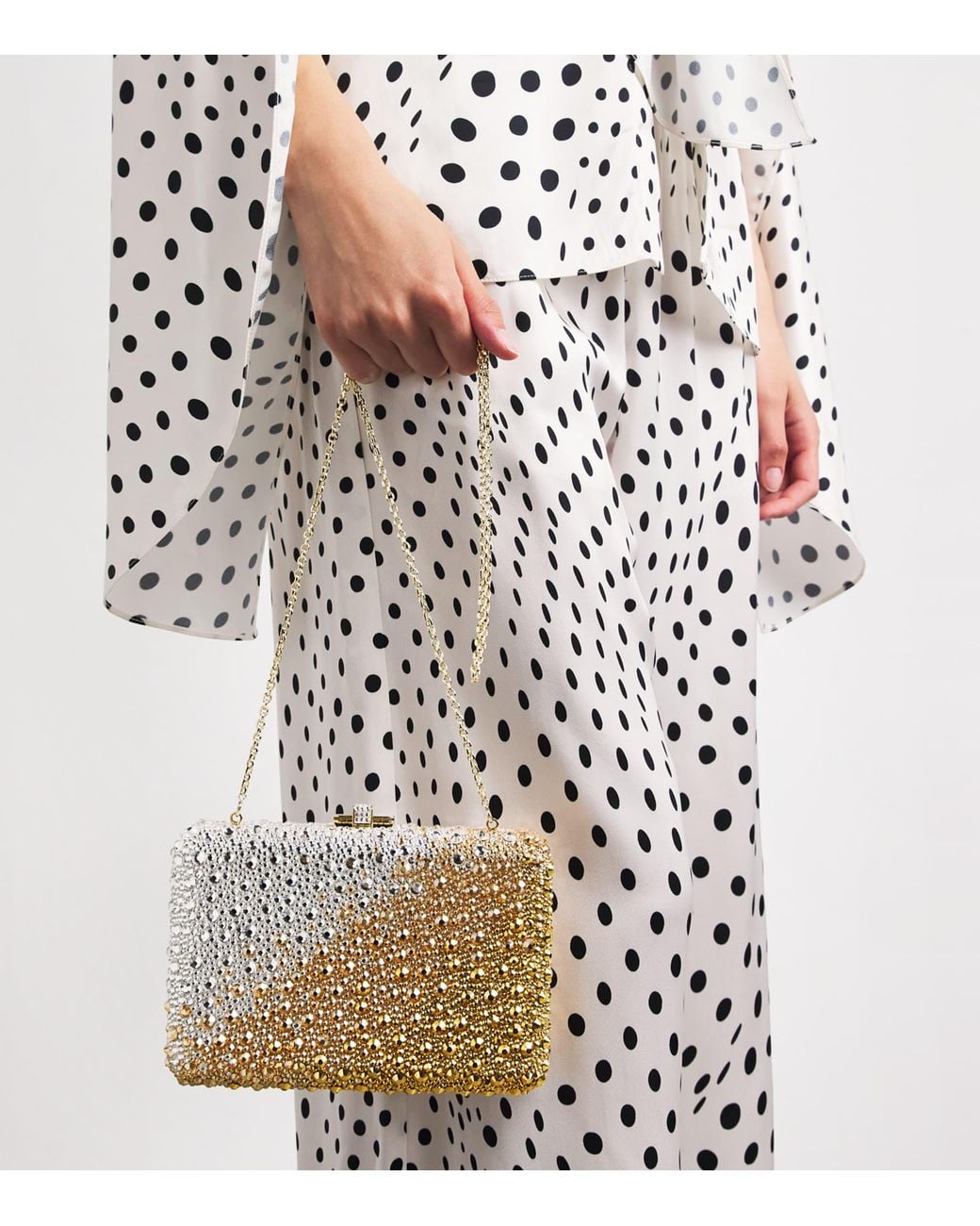 Judith Leiber Metallic Slim Slide Gradient Caviar Clutch Bag