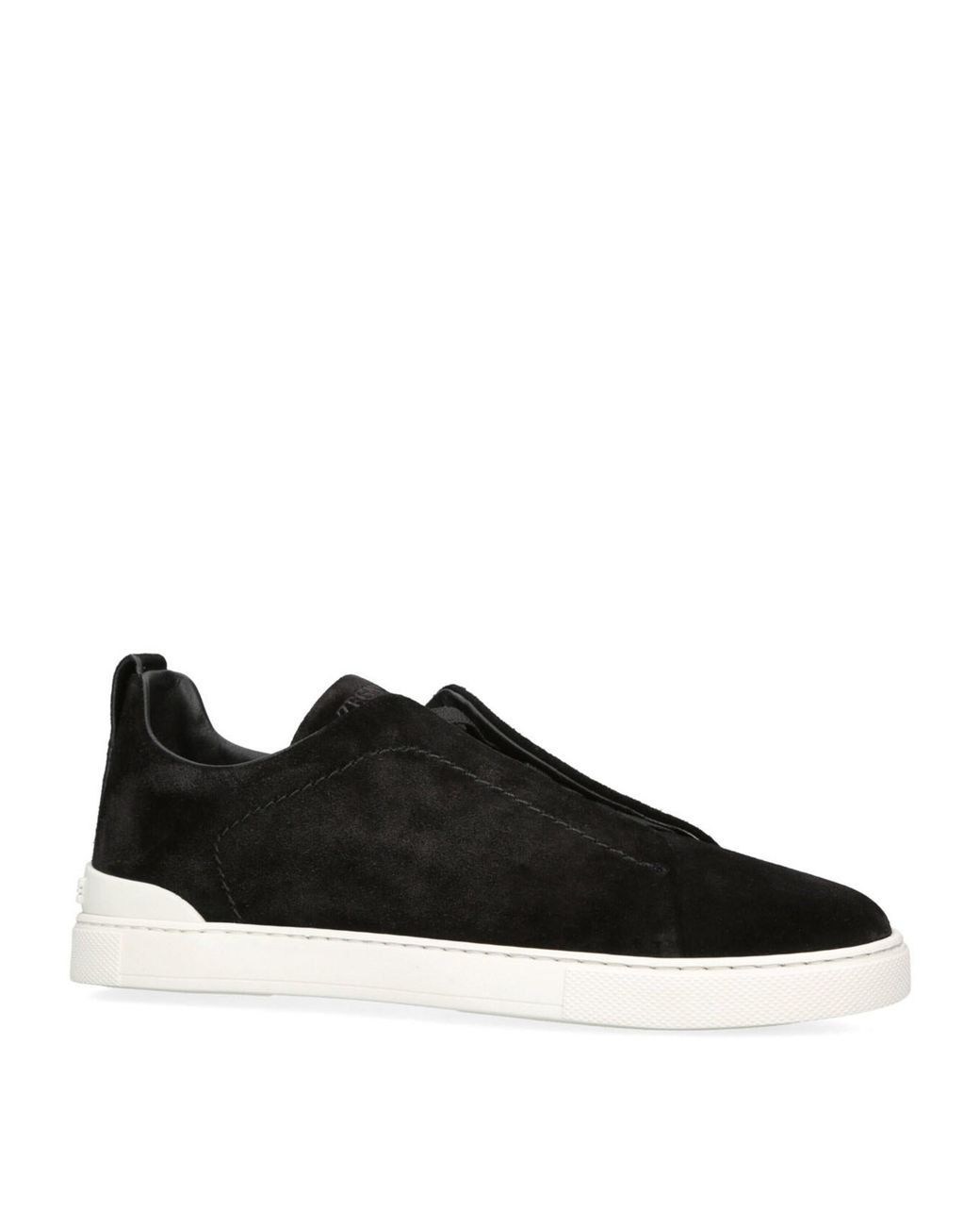 Zegna Black Suede Triple Stitch Sneakers for men