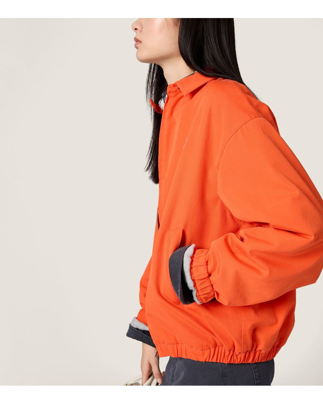 Miu Miu Orange Cotton Poplin Blouson Jacket