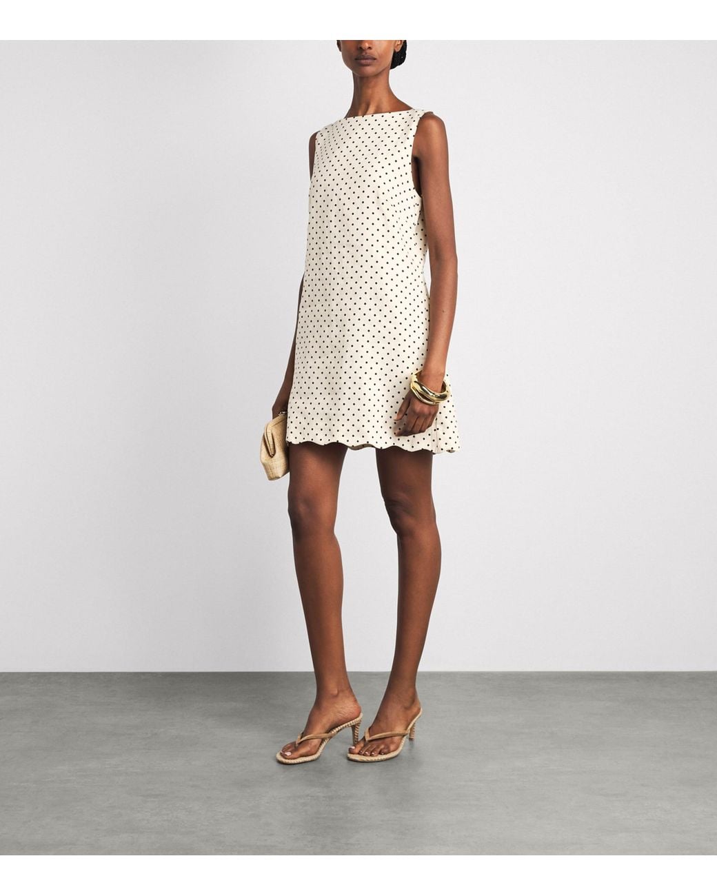 Faithfull The Brand Natural Linen Polka-Dot Iria Mini Dress
