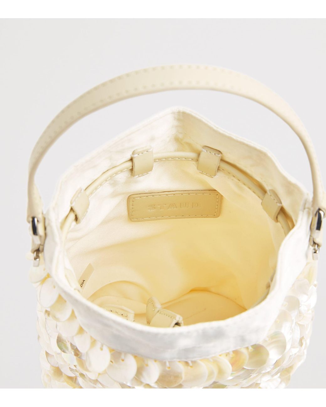 Staud White Mini Embellished Lila Bucket Bag