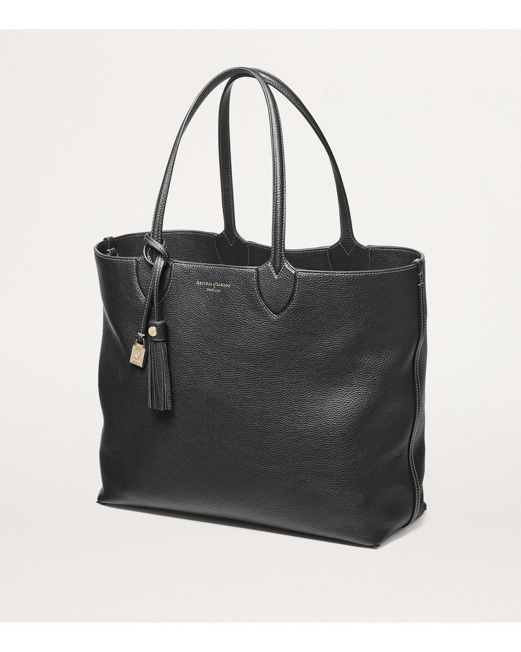 Aspinal Black Leather Hudson Tote Bag