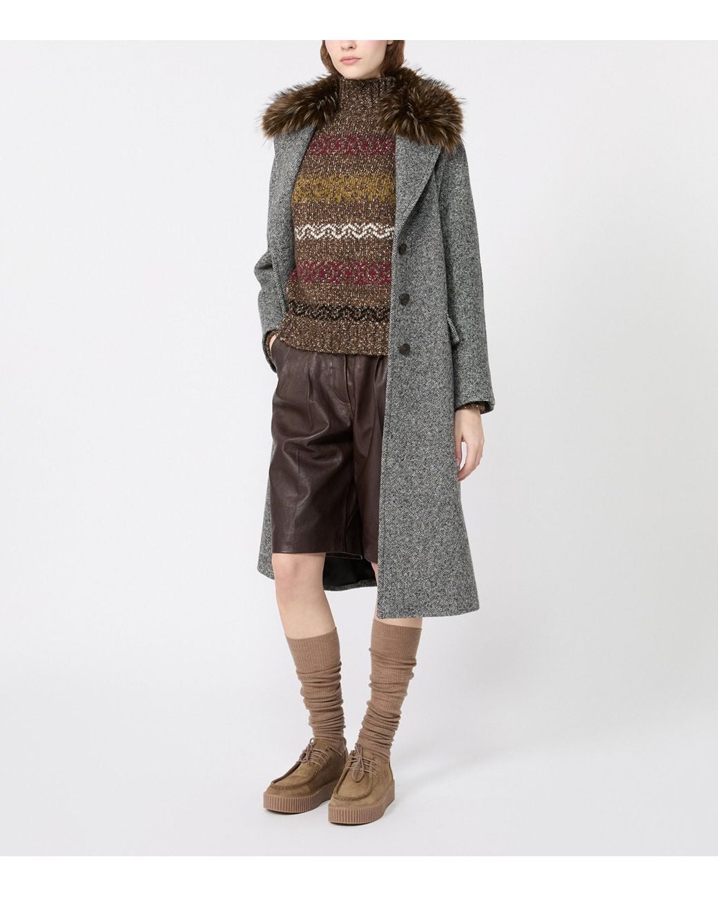 Weekend by Maxmara Gray Lambskin Shorts