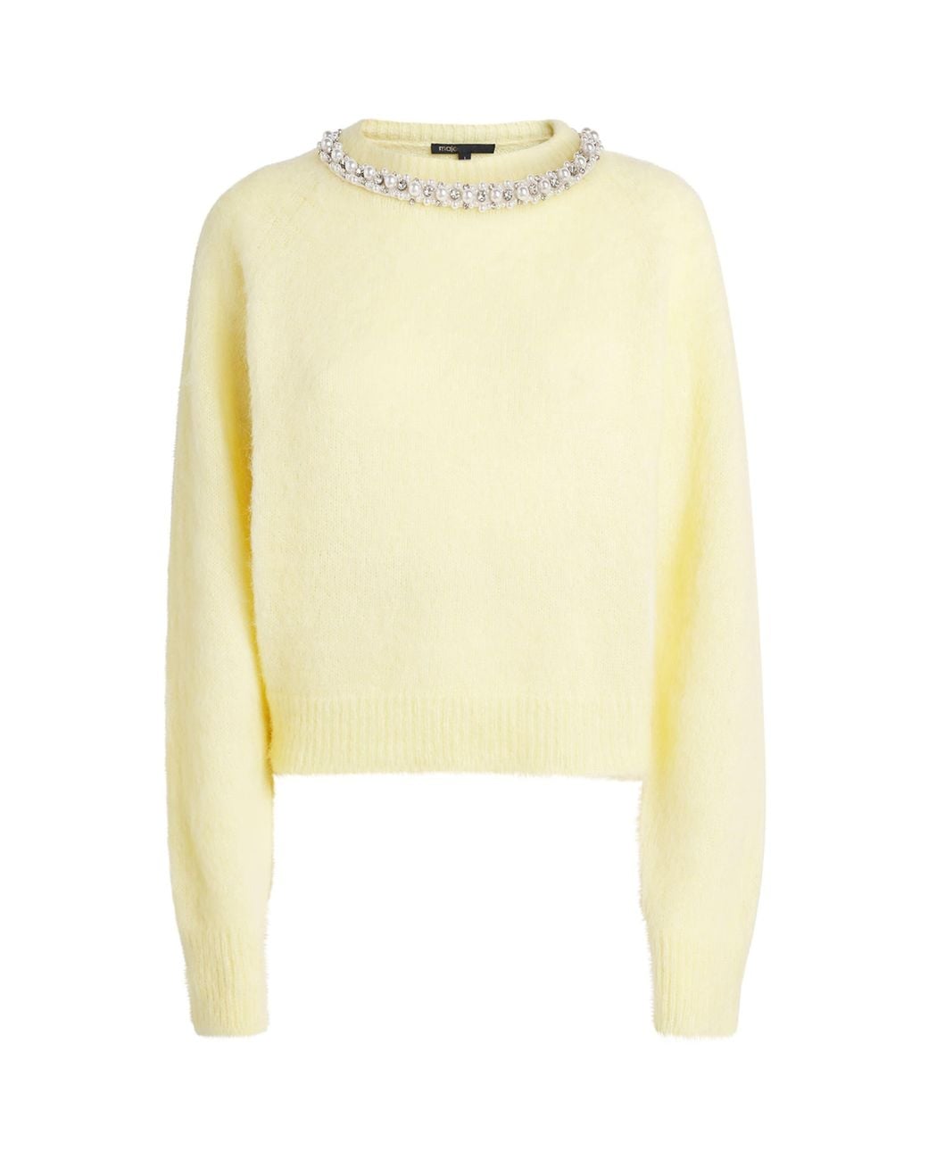 Maje Yellow Removable Jewel-Collar Sweater