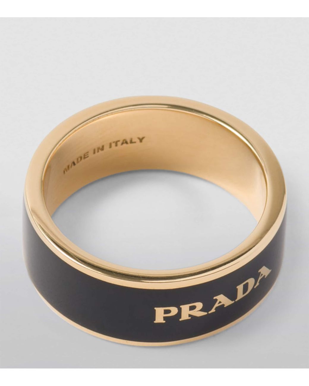 Prada Metallic Enamel Logo Ring