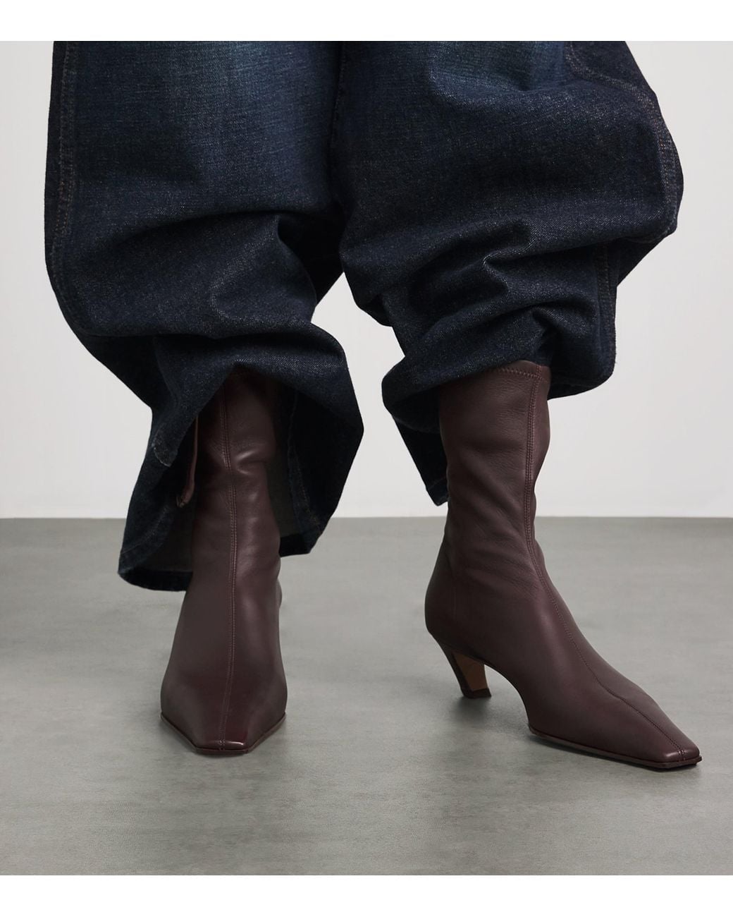 Khaite Brown Leather Arizona Ankle Boots 40