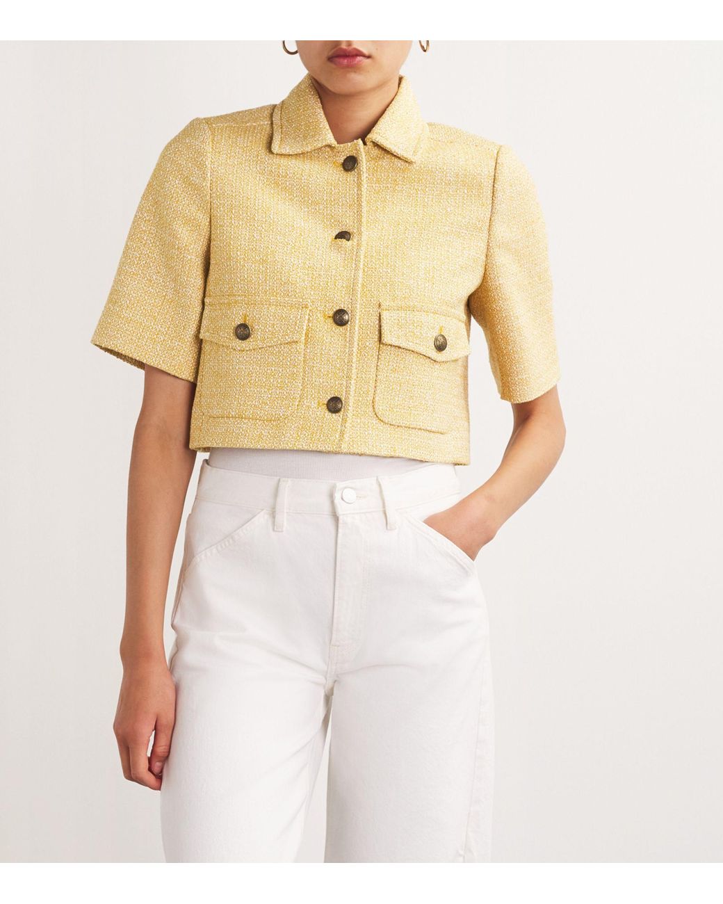 【I AM MARI】Robs Round Tweed Short Sleeve Jacket meem-designer-orange-Meem-