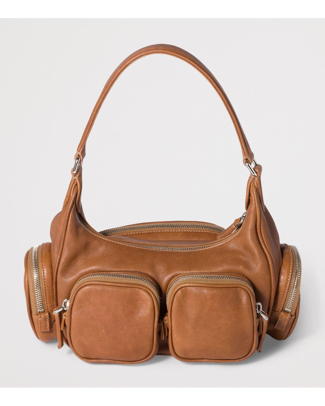 Miu Miu Brown Nappa Leather Pocket Top-Handle Bag