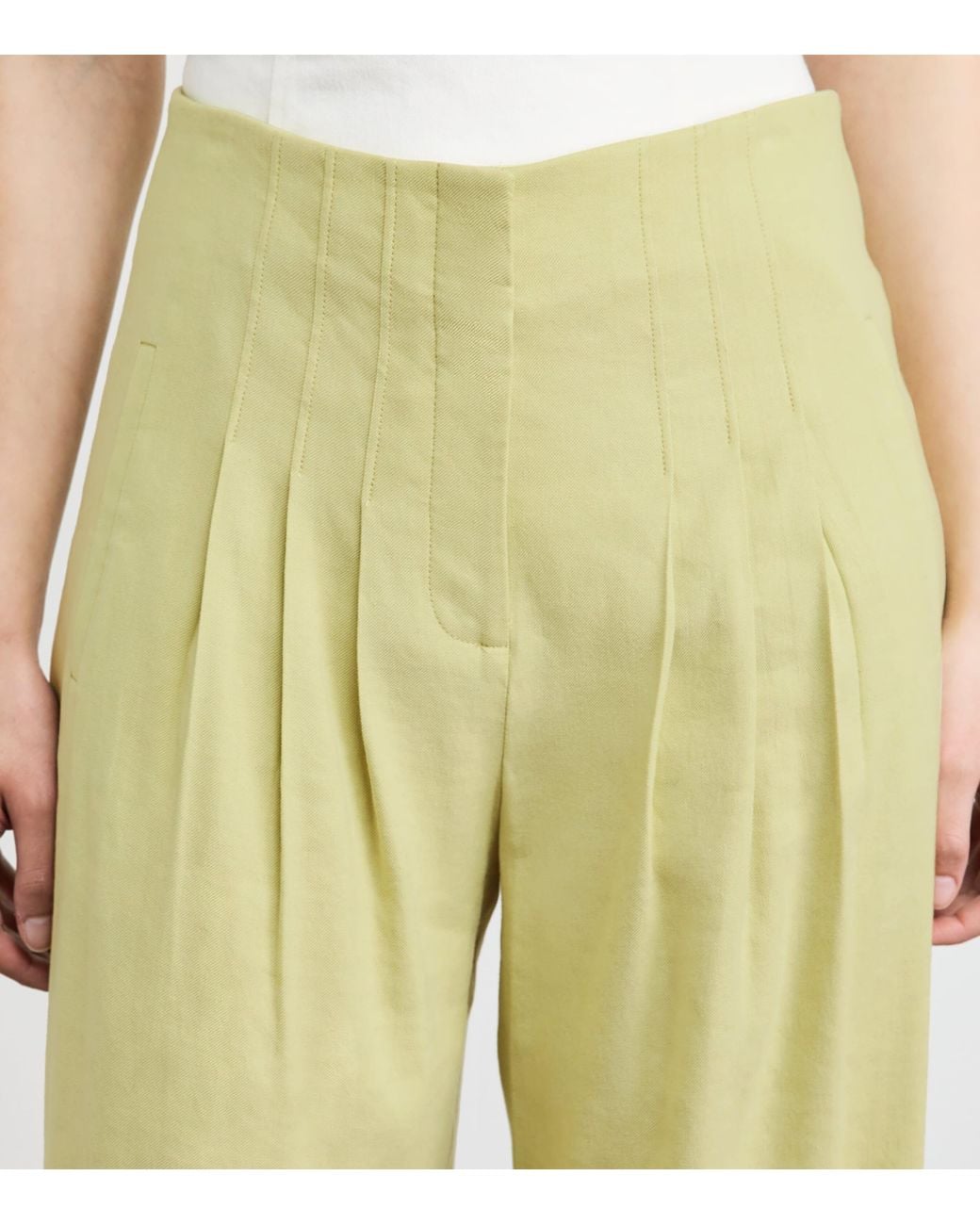 Veronica Beard Yellow Linen-Blend Wide-Leg Trousers