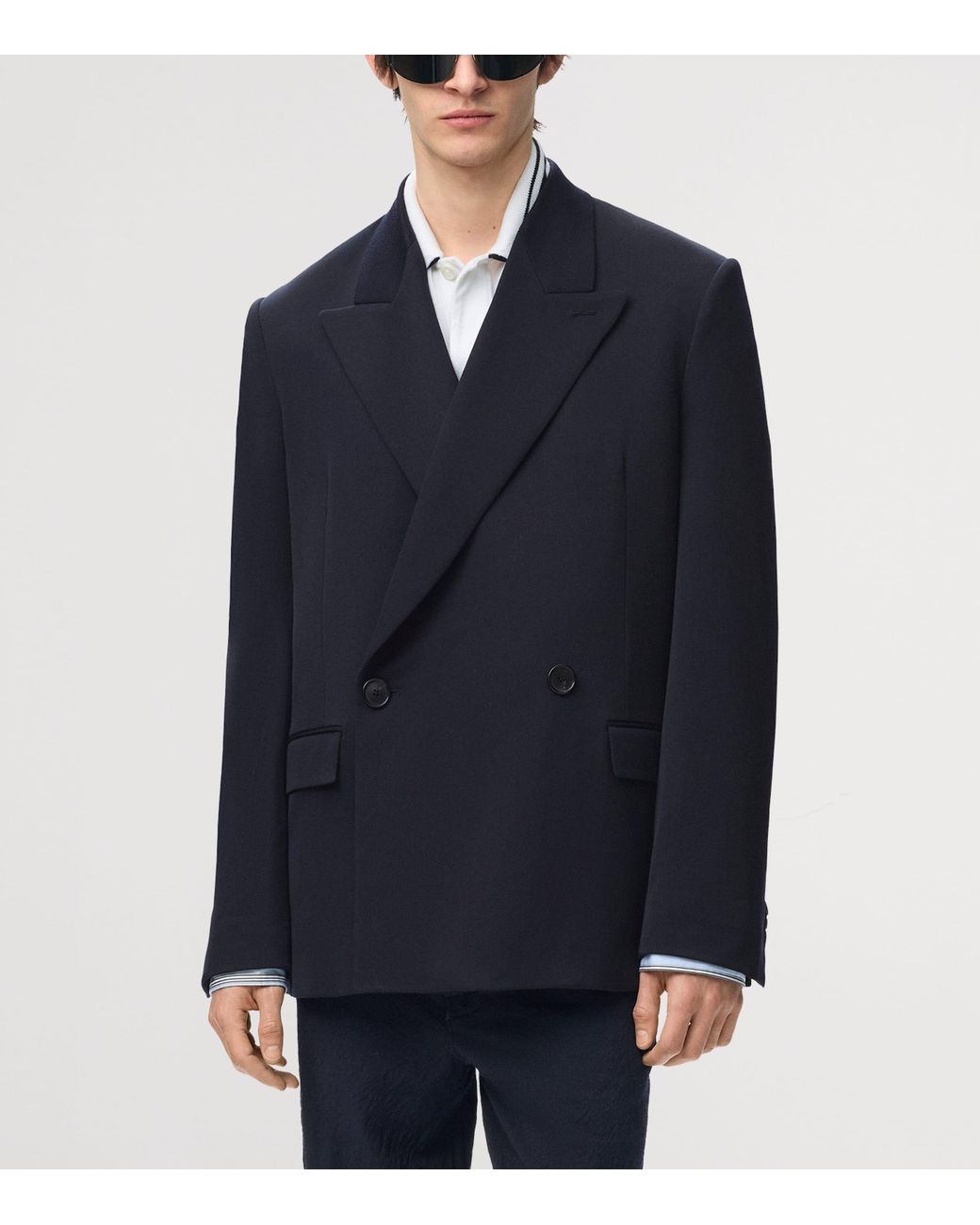 Loewe Blue Double-Breasted Jacket With Cuffs for men