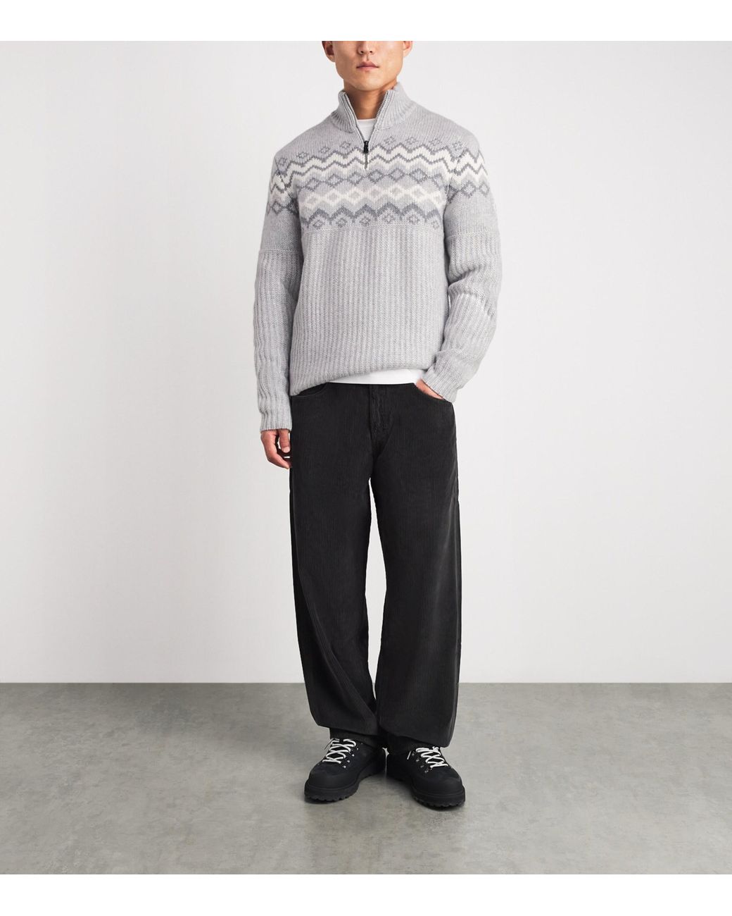 Bogner Gray Cashmere Quarter-Zip Ludi Sweater for men