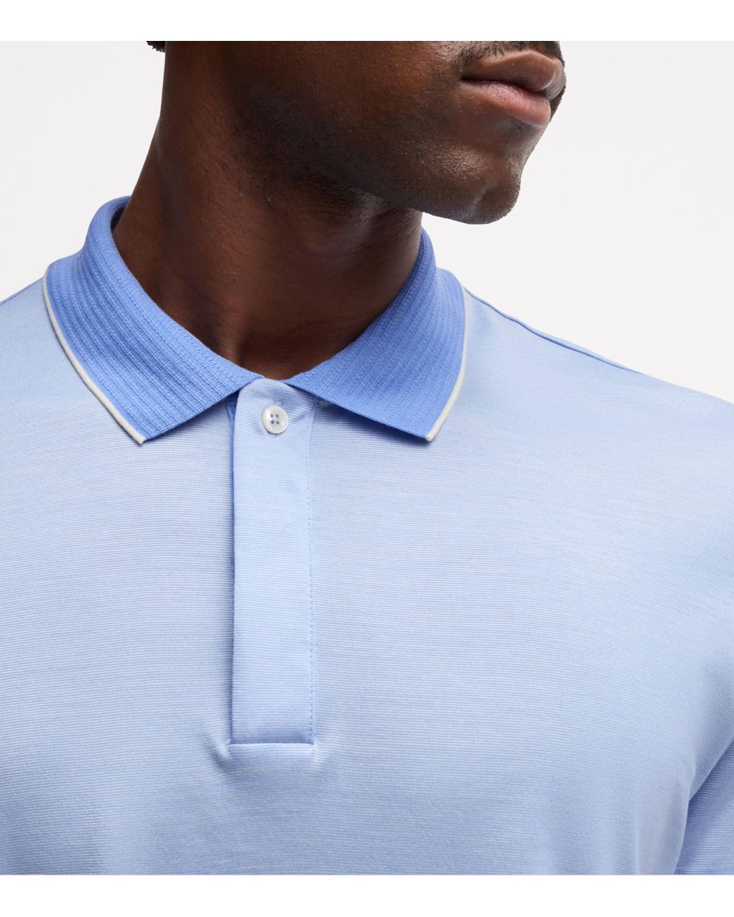 Boss Blue Cotton-Silk Polo Shirt for men