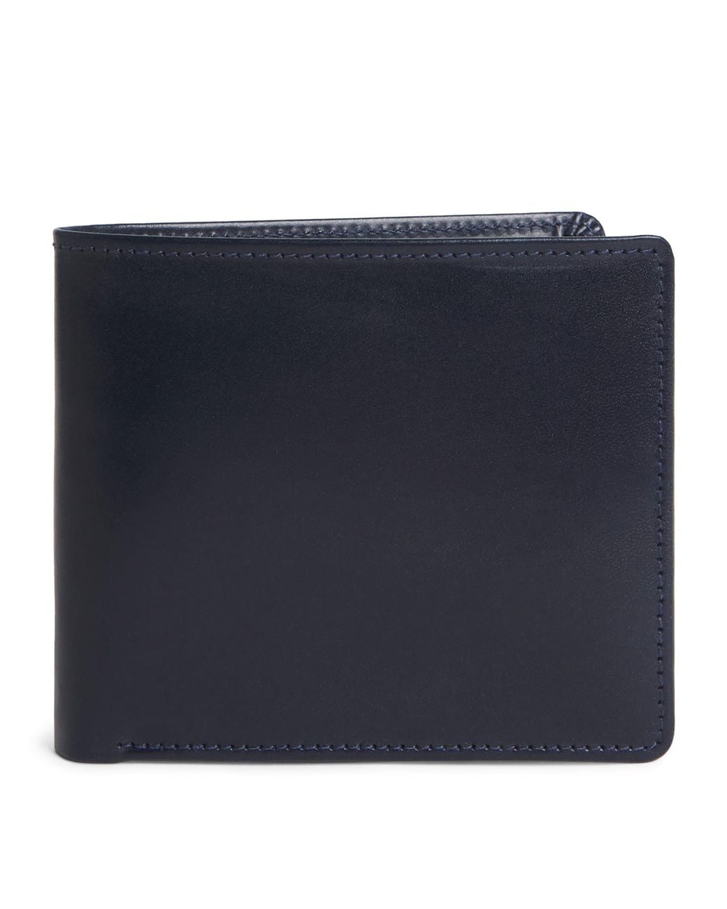 Swaine Blue Leather Compact Bifold Wallet for men