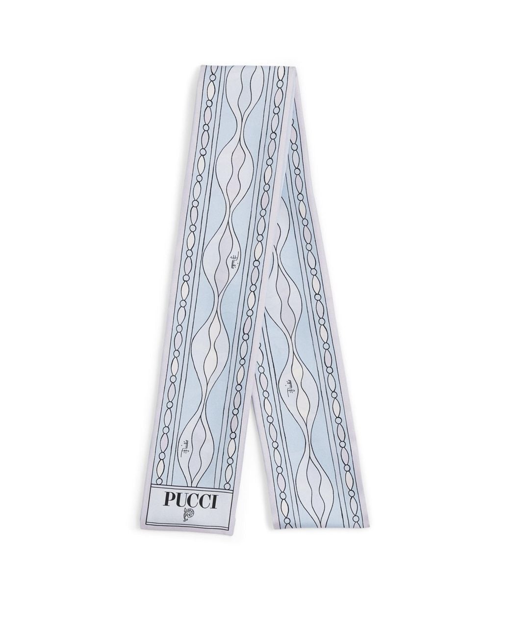 Emilio Pucci Blue Silk Mixed Print Twill Scarf