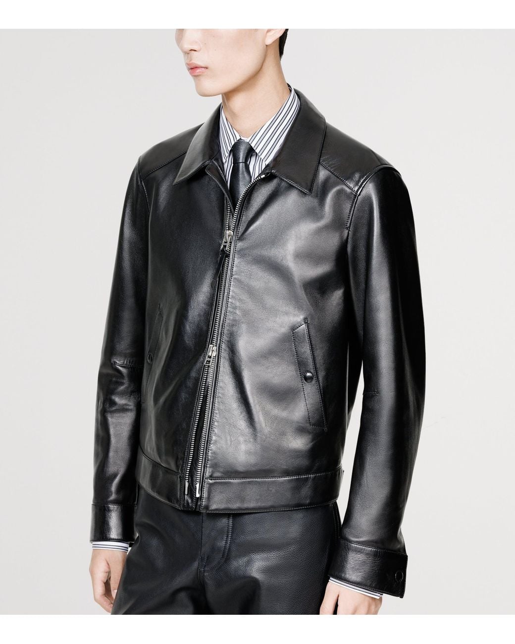 Tom Ford Black Short Leather Jacket for men