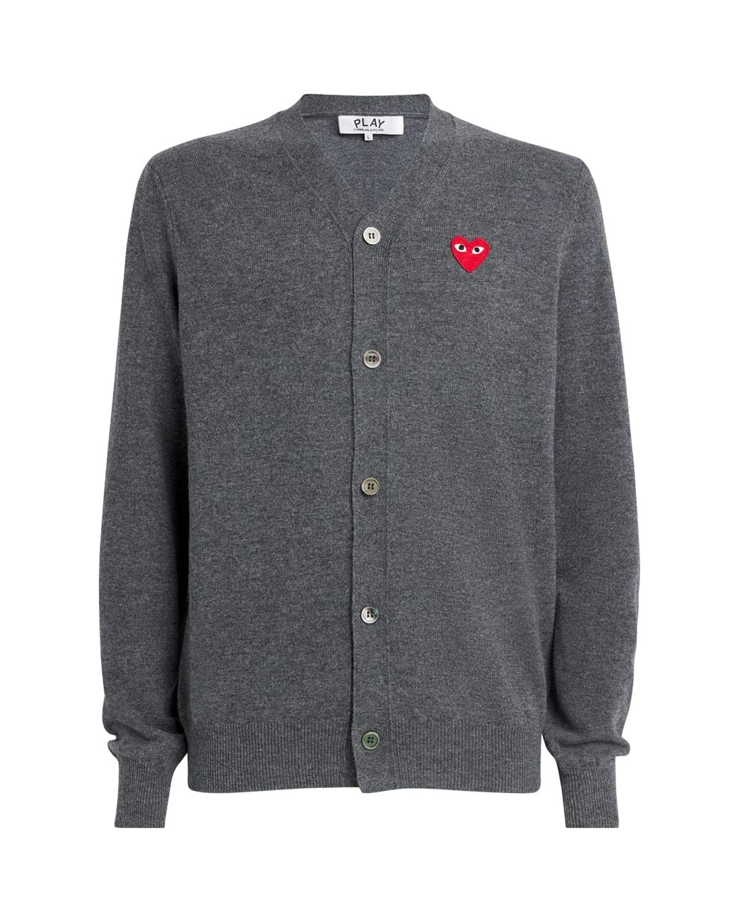 COMME DES GARÇONS PLAY Gray Wool Heart Cardigan for men