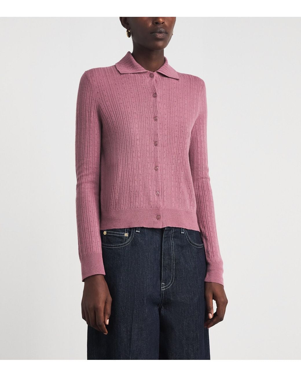 Vince Pink Wool Pointelle Cardigan