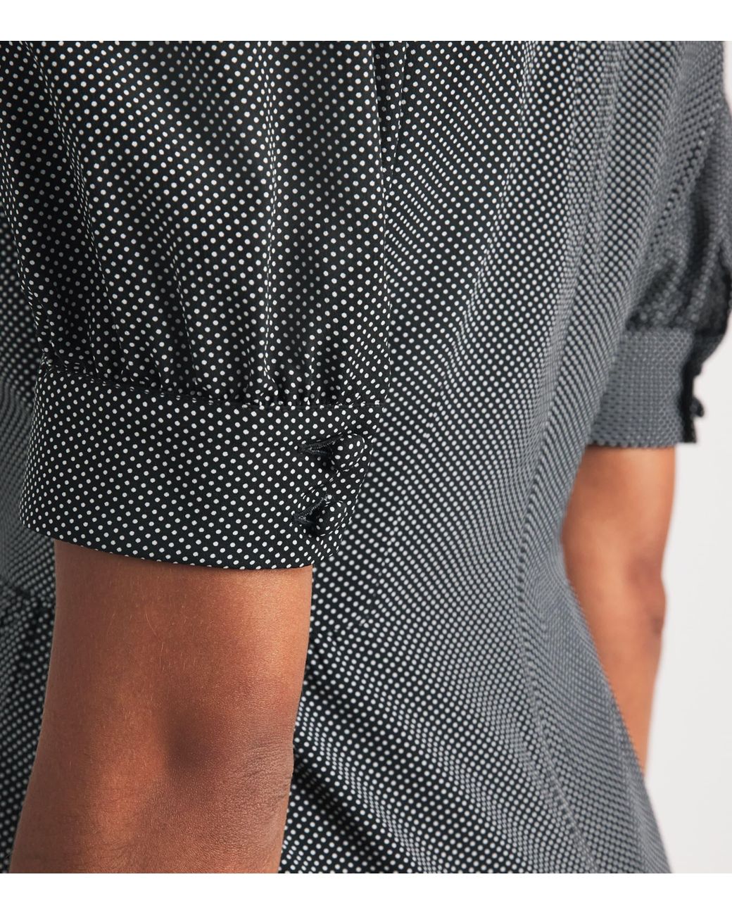 Alessandra Rich Black Silk Polka-Dot Collared Midi Dress