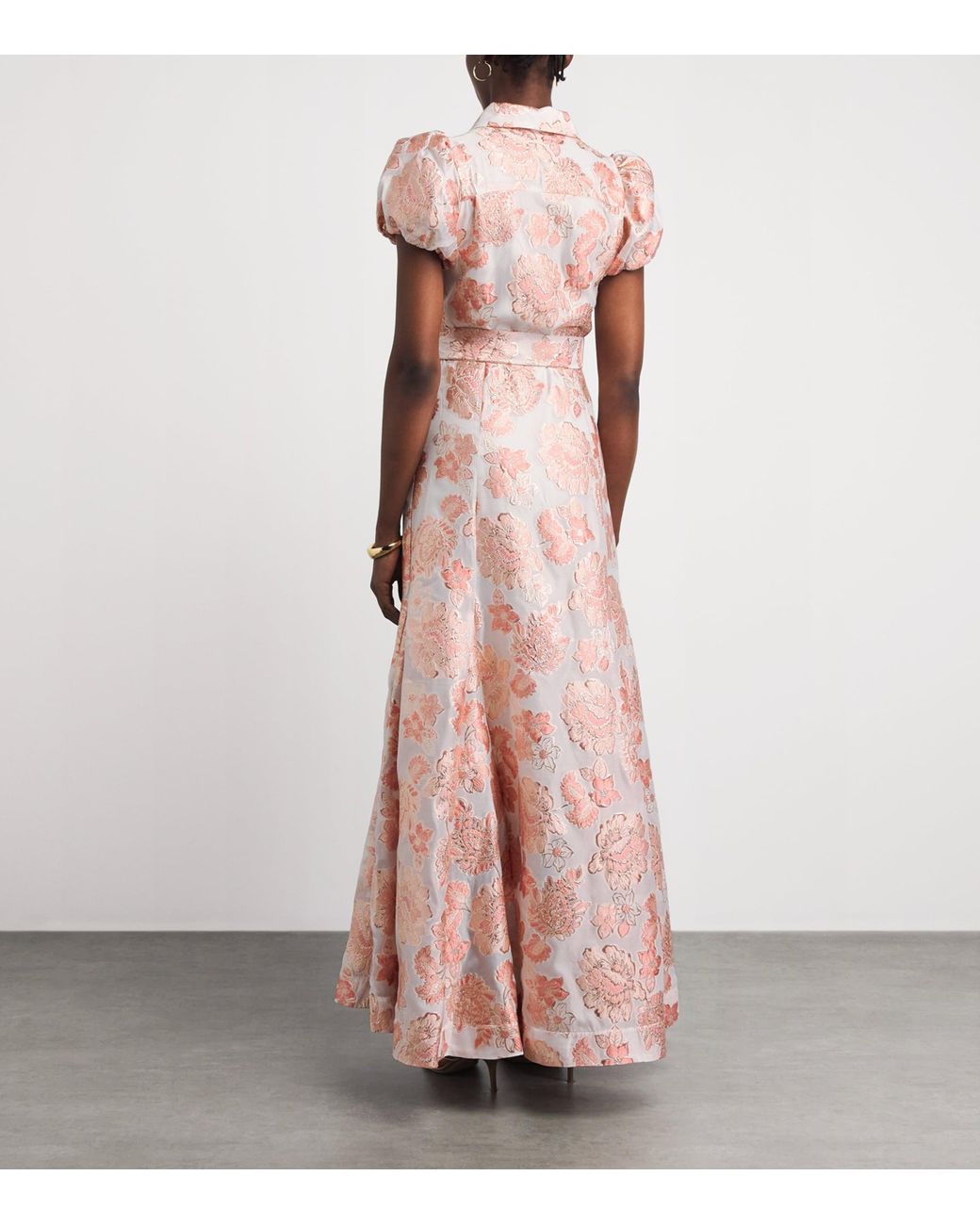Alice + Olivia Pink Floral Jacquard Henrietta Maxi Dress