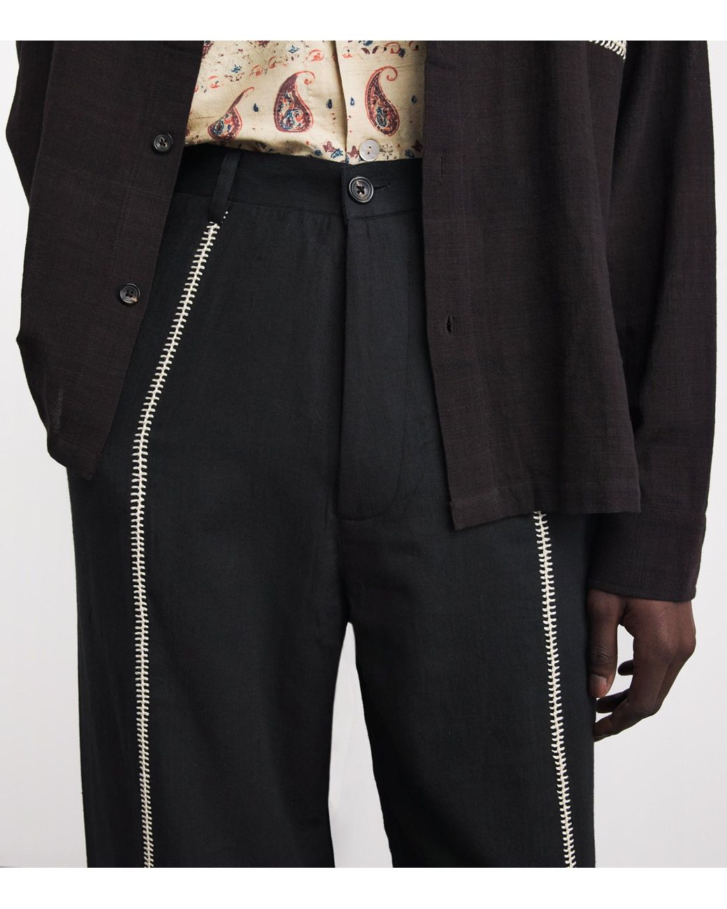Kartik Research Black Wool Manari Trousers for men