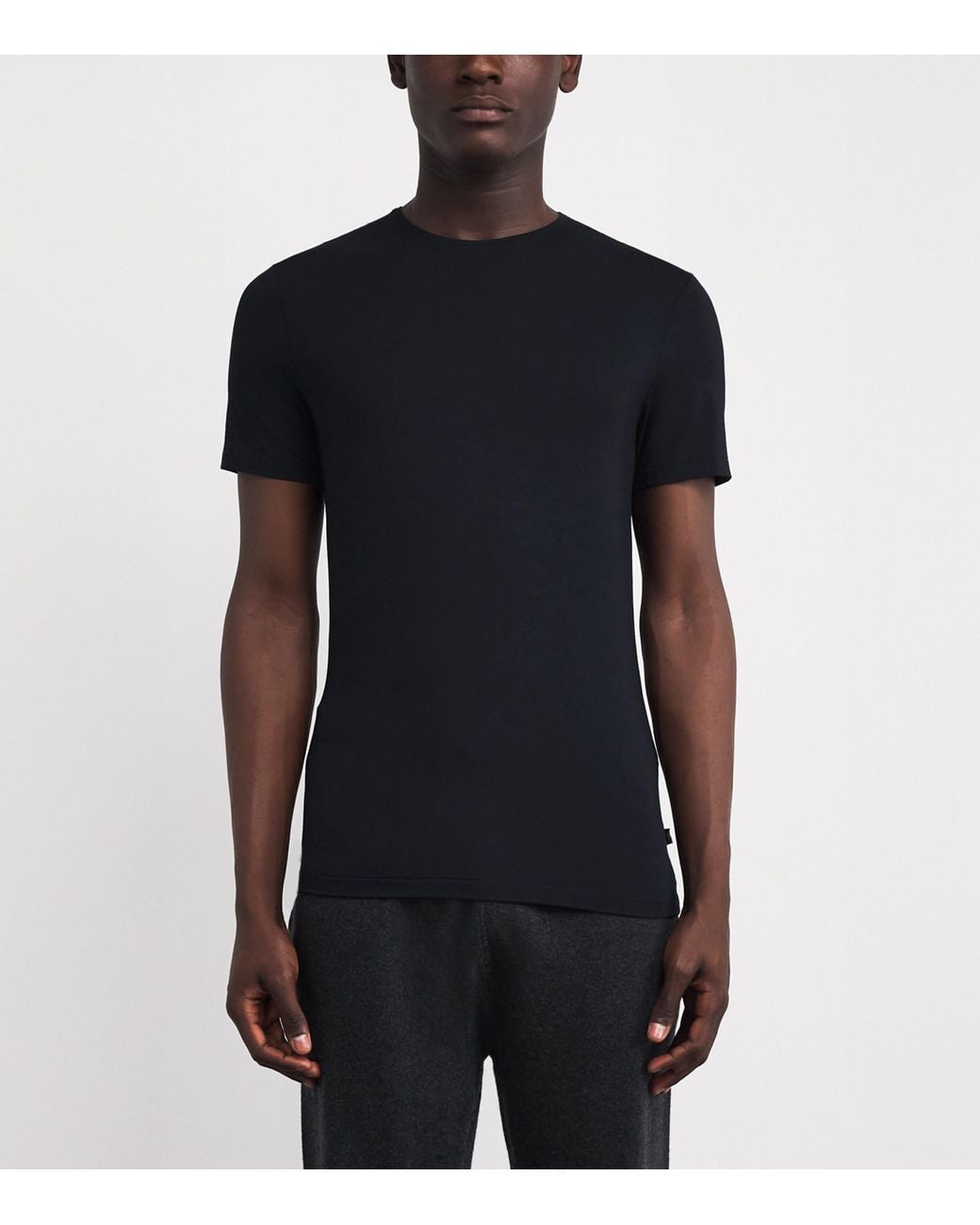 Derek Rose Black Micromodal Crew-Neck T-Shirt for men