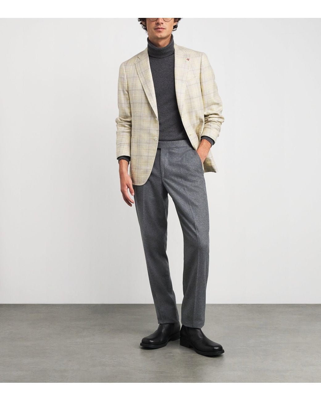 Isaia Gray Wool-Cashmere Tailored Trousers for men