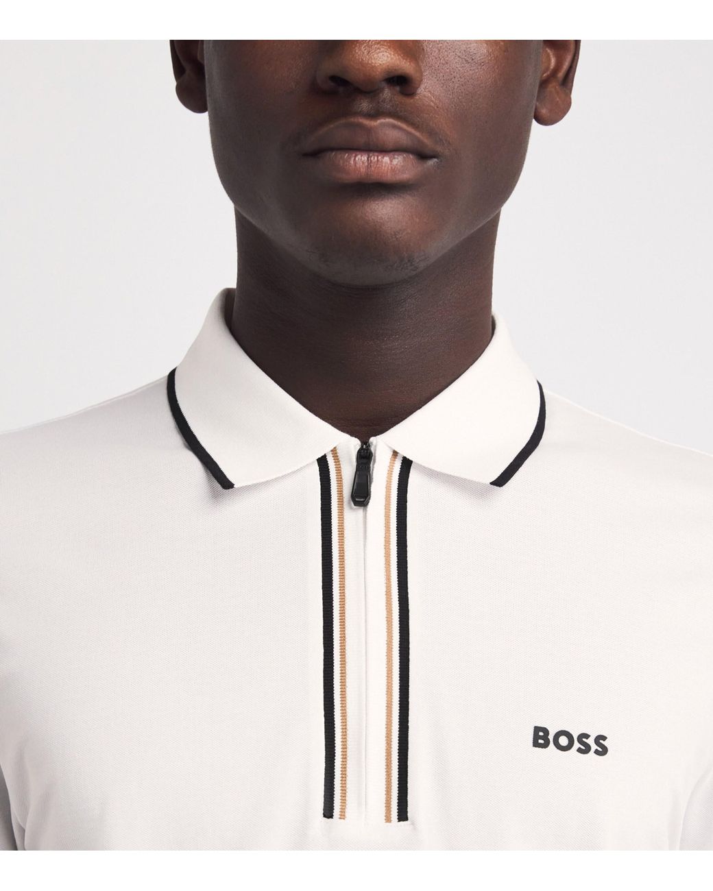 Boss White Stretch-Cotton Philix Polo Shirt for men