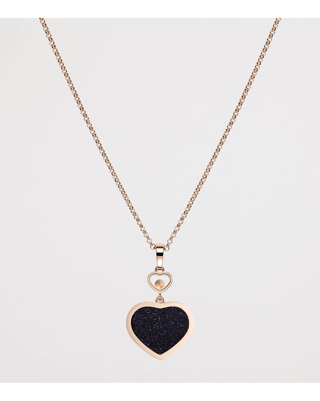 Chopard Metallic Diamond And Aventurine Happy Hearts Pendant Necklace