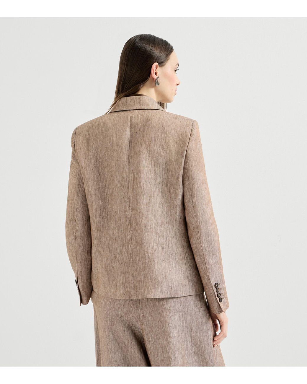 Brunello Cucinelli Natural Linen Monili Double-Breasted Blazer