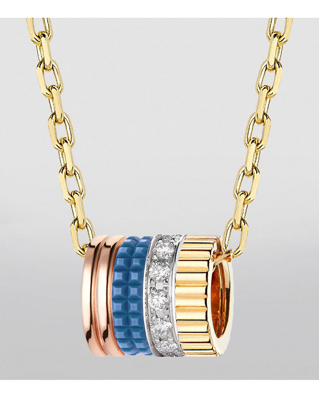 Boucheron Metallic Mixed And Diamond Quatre Edition Pendant Necklace