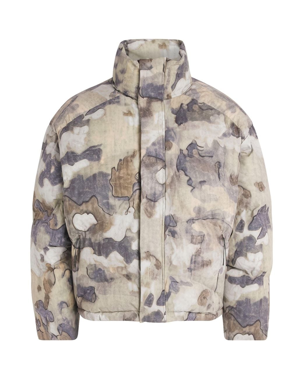 Represent Gray Down Camo Riot Puffer Jacket for men