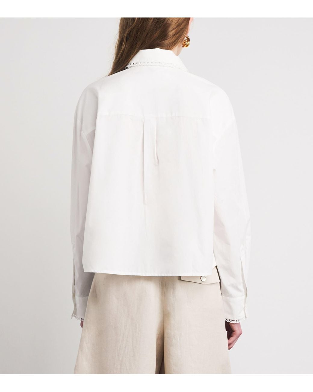 Maje White Crochet-Collar Shirt