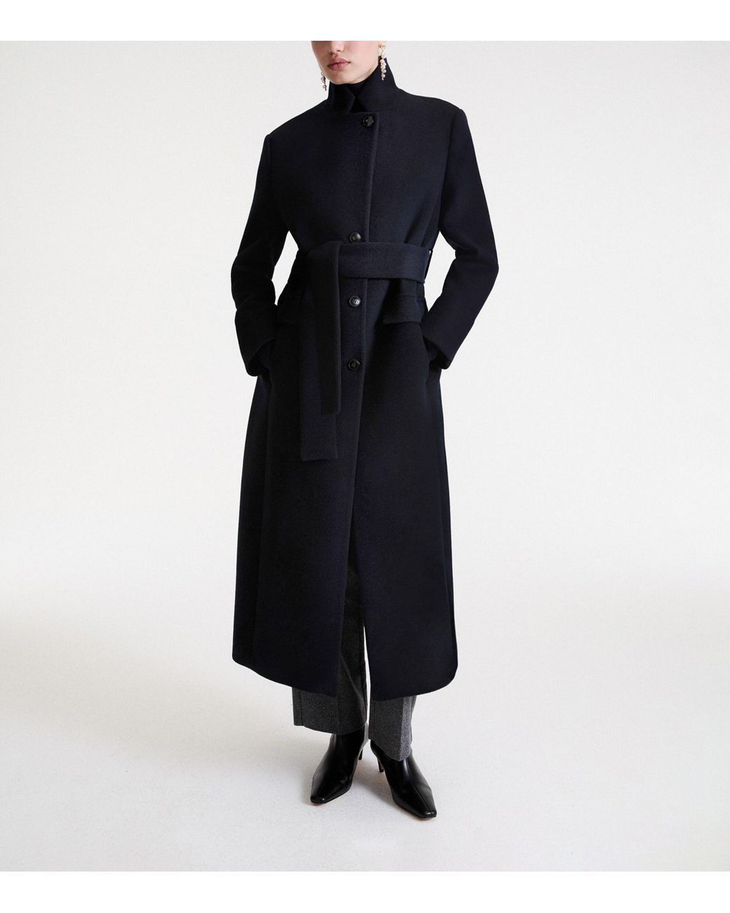 Marella Black Virgin Wool Wrap Coat