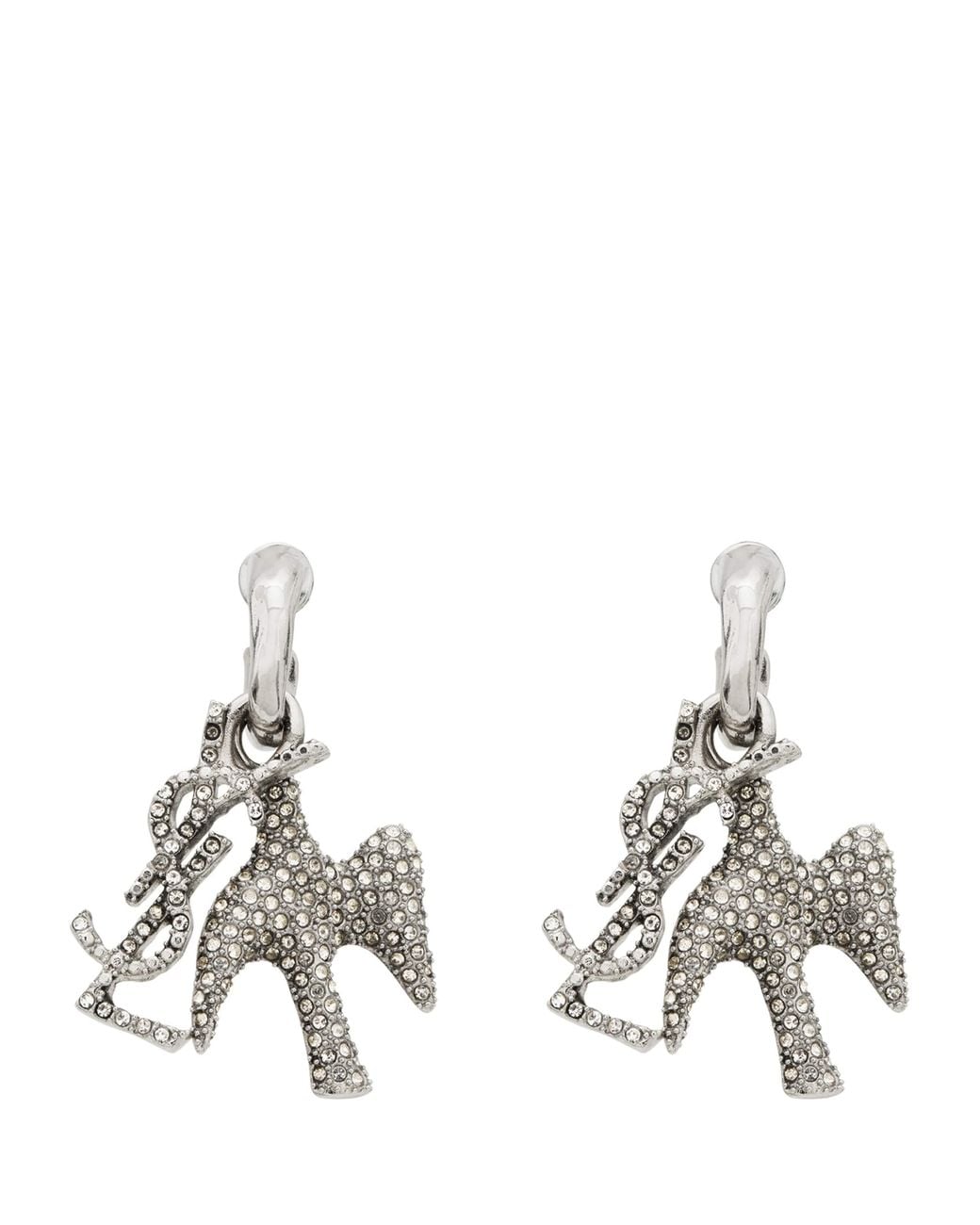 Saint Laurent Metallic Cassandre Dove Charm Hoop Earrings for men