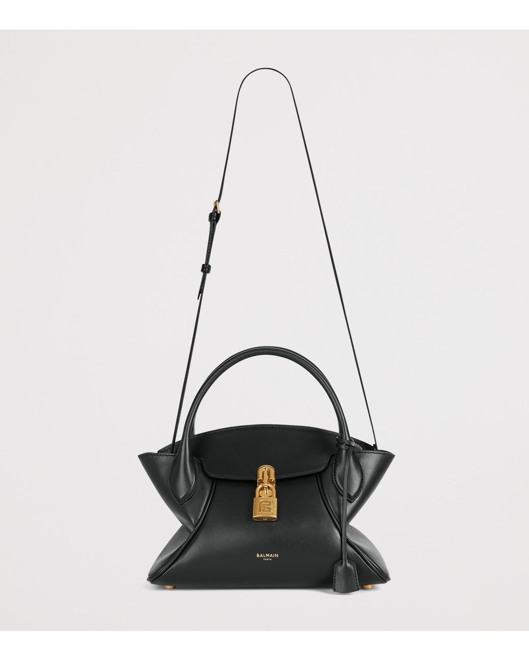 Balmain Black Small Leather Pulse Day Top-Handle Bag