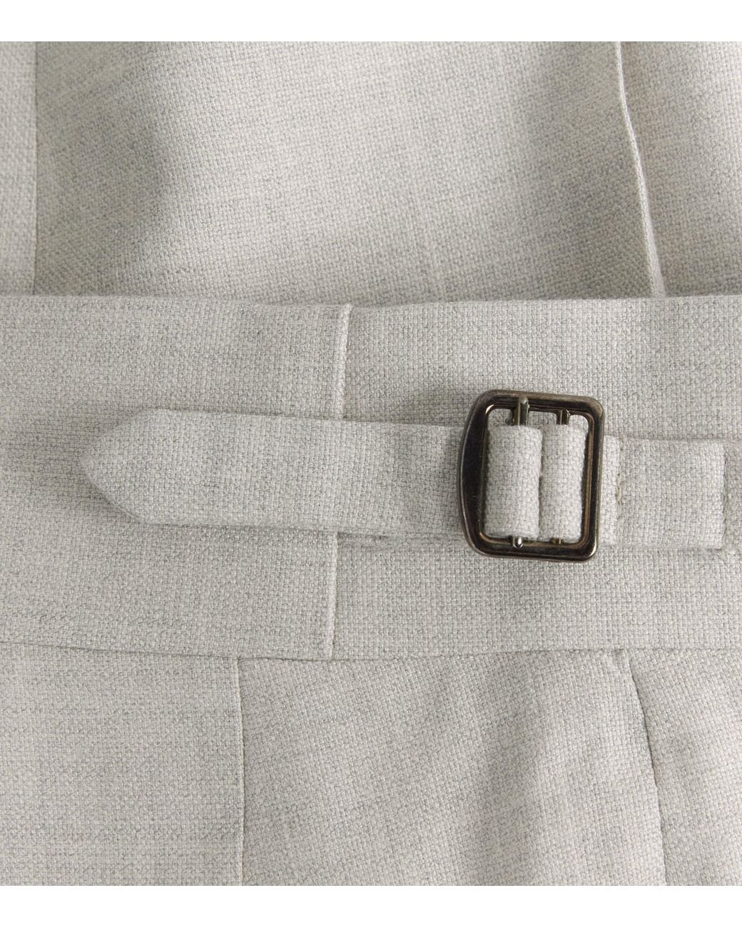 Isaia Gray Wool-Silk-Linen Trousers for men