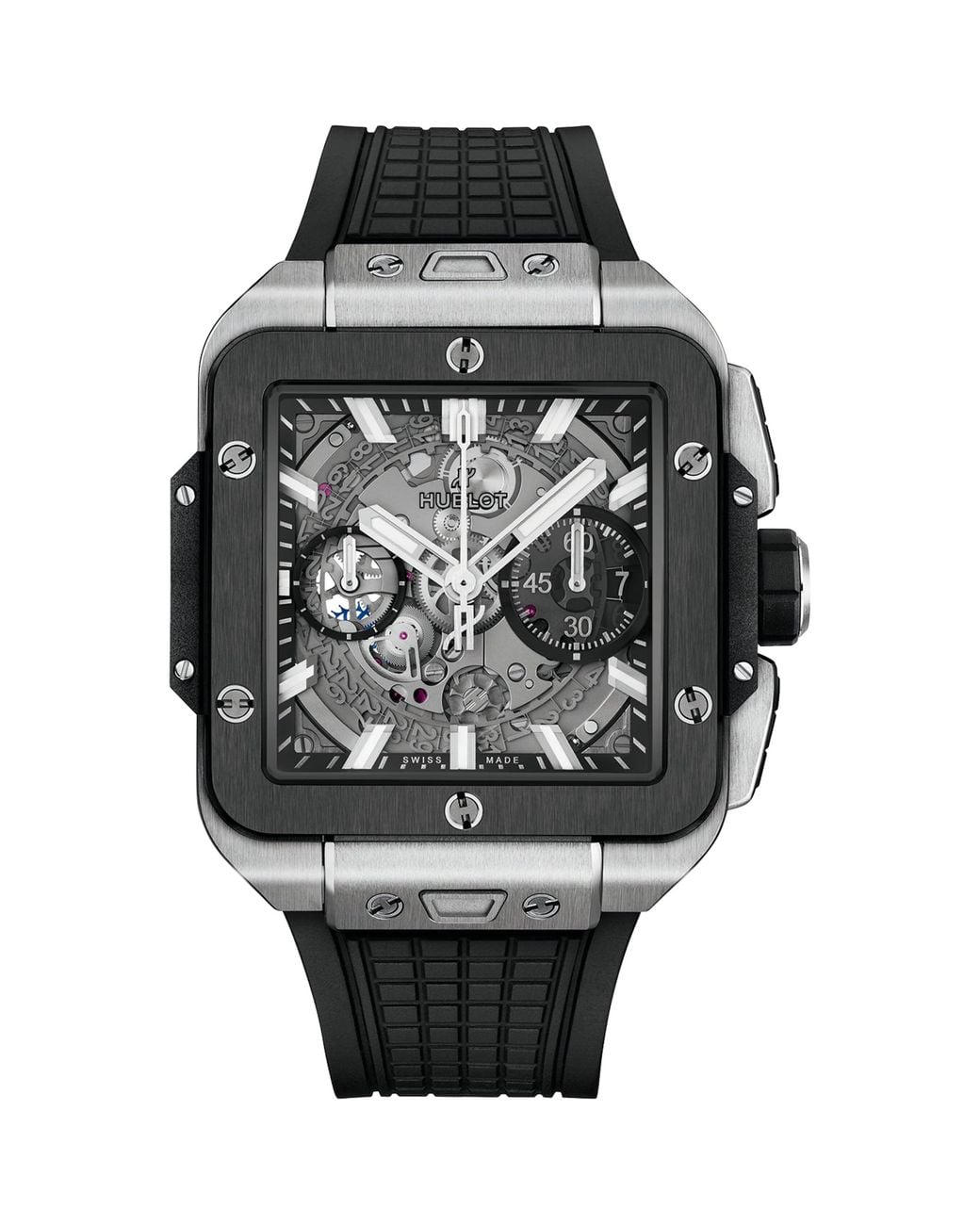 Hublot Metallic Titanium And Ceramic Square Bang Unico Watch