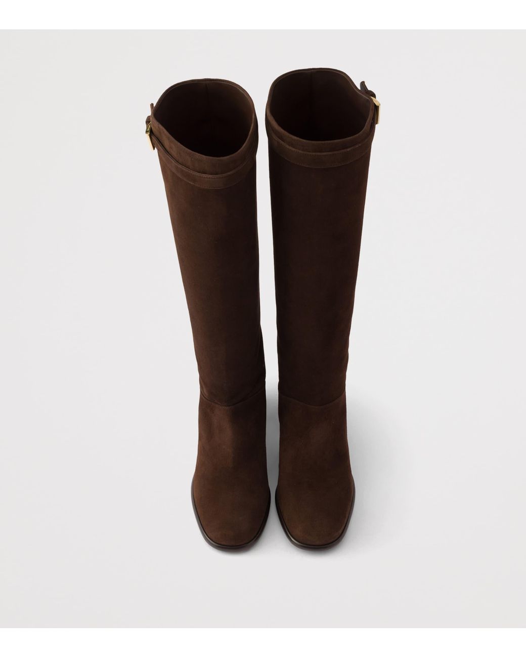 Prada Brown Suede Knee-High Heeled Boots 65