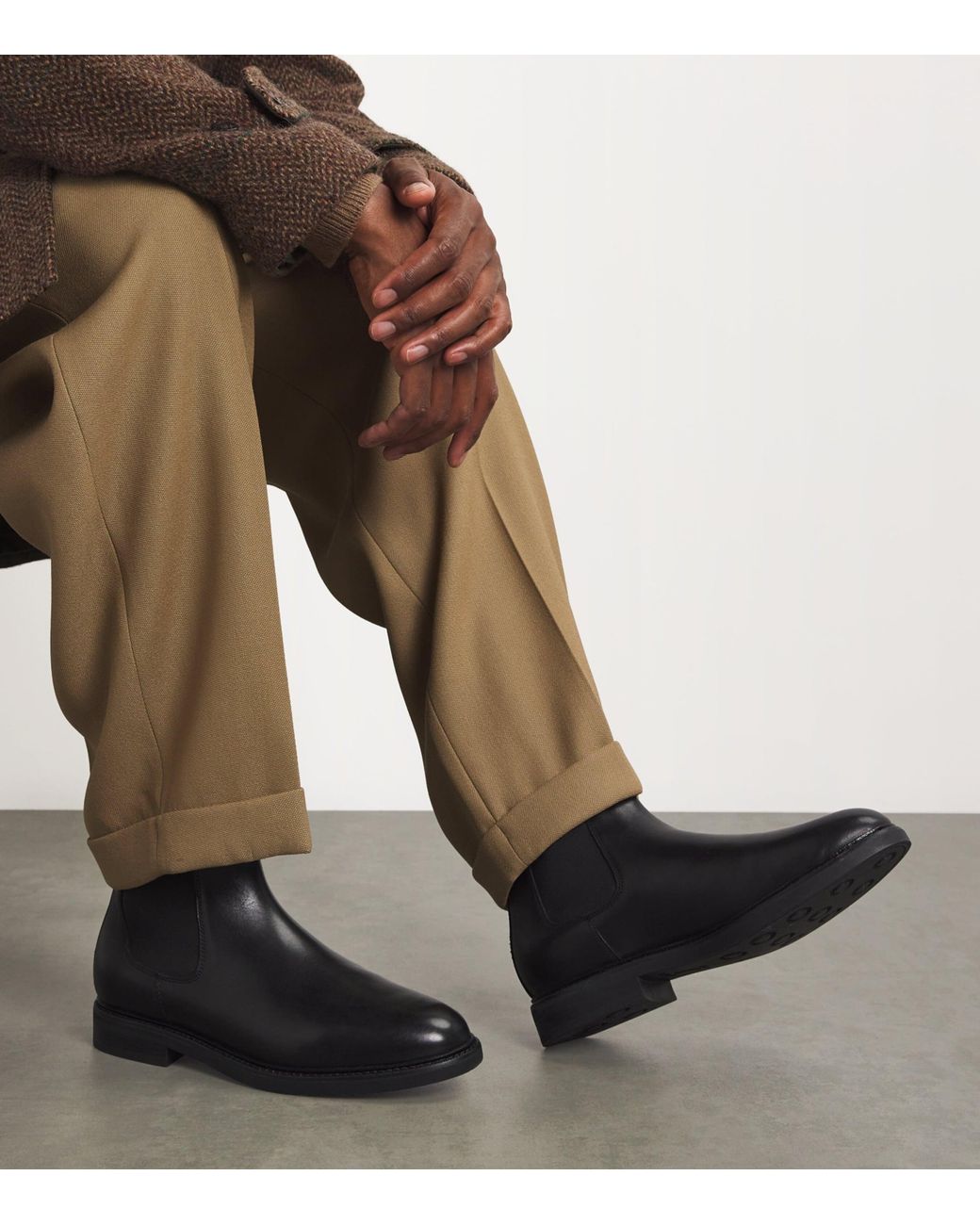 Polo Ralph Lauren Black Leather Asher Chelsea Boots for men
