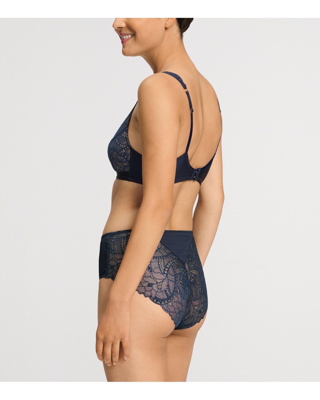 Hanro Blue Stretch-Lace Lightly Padded Bra