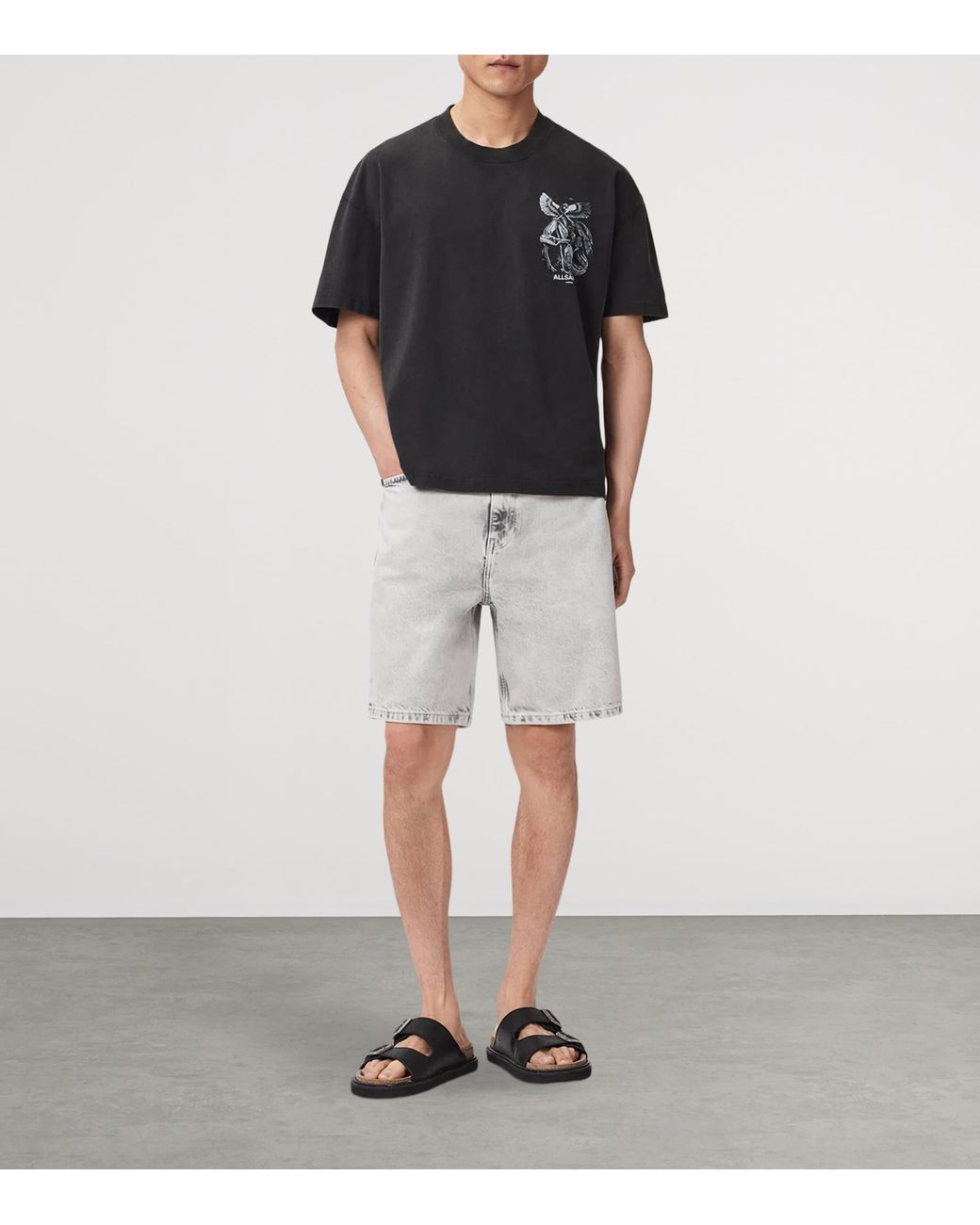 AllSaints Black Angel-Print Seraph T-Shirt for men