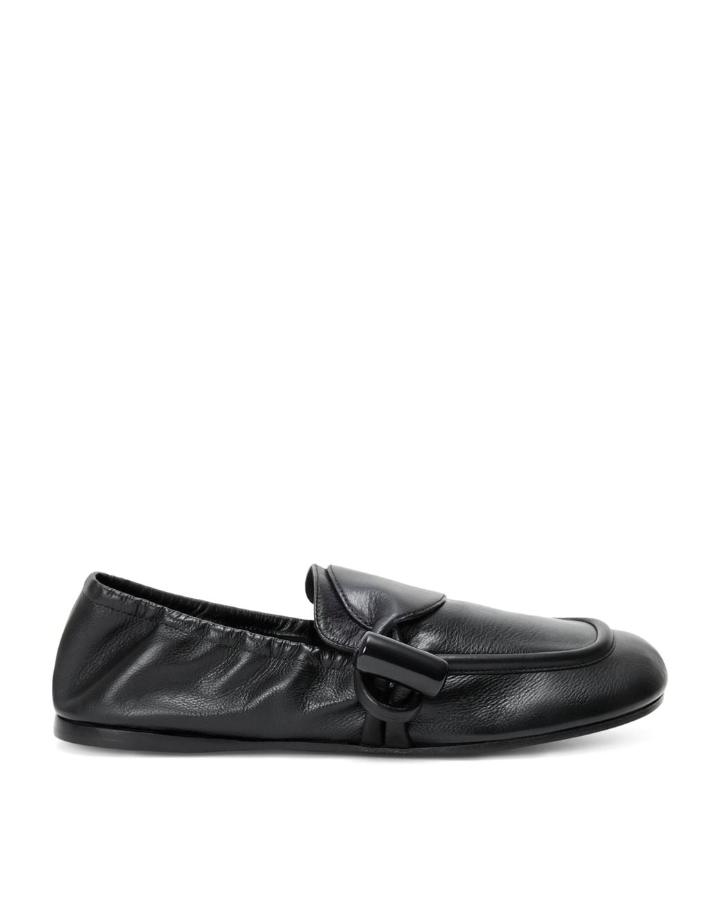 Loewe Black Leather Toggle Loafers