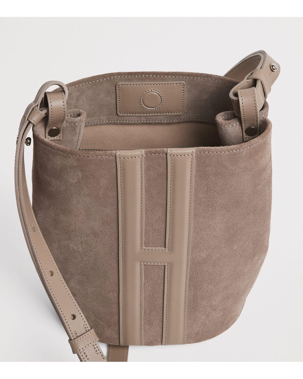 Harrods Brown X Tusting Medium Suede H Cross-Body Bag
