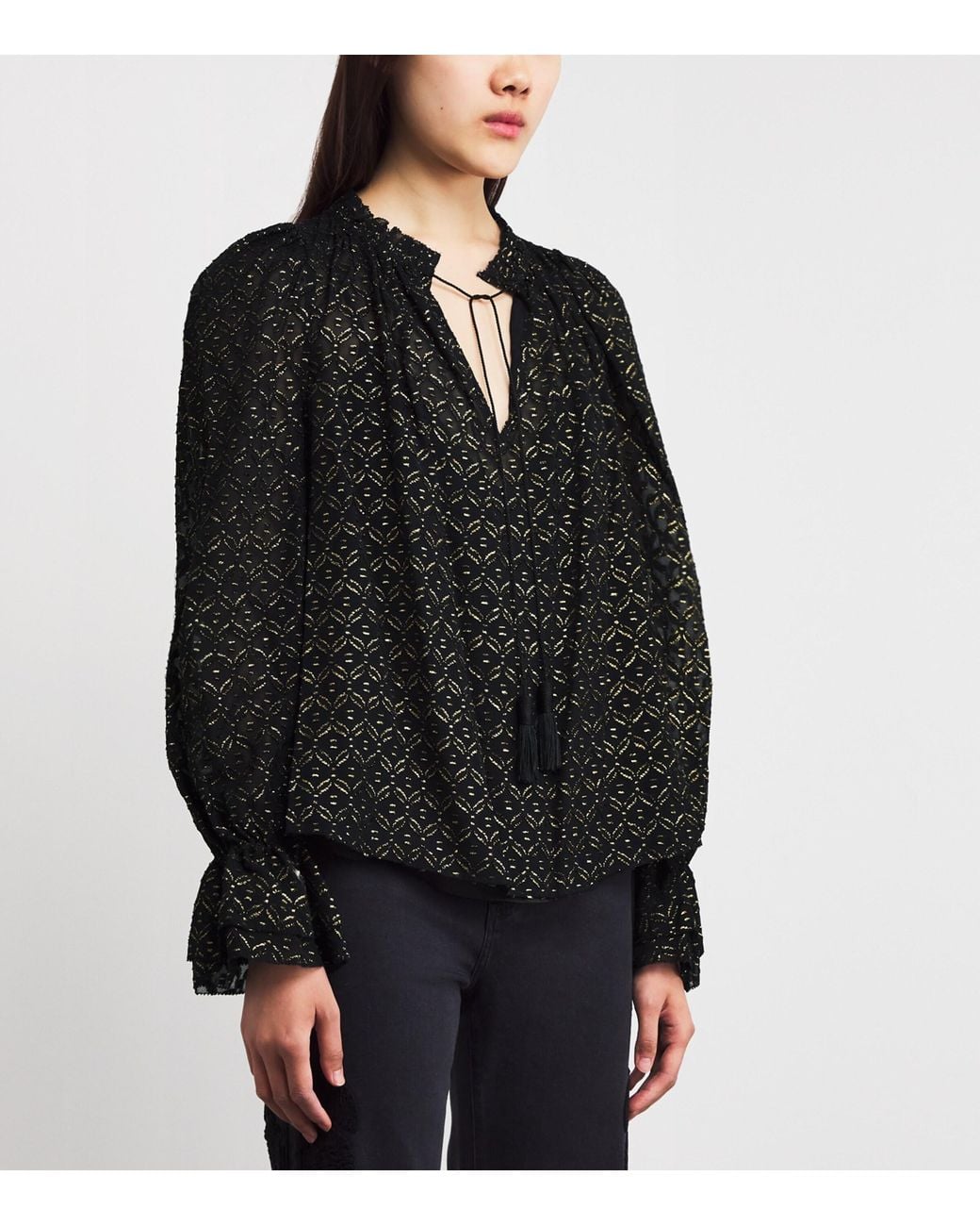 Veronica Beard Black Metallic Maxime Blouse